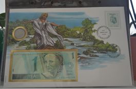 Banknotenbrief mit Münze aus Brasil