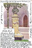 Basel, Joh. Peter Hebel-Denkmal, alte Litho, gel.1899 !