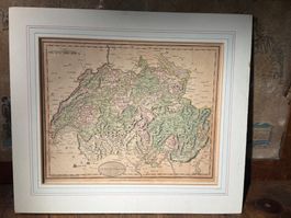 Antike Schweiz von Karte William Darton 1811 handkoloriert