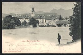 AK Olten, Partie an der Aare, 1904