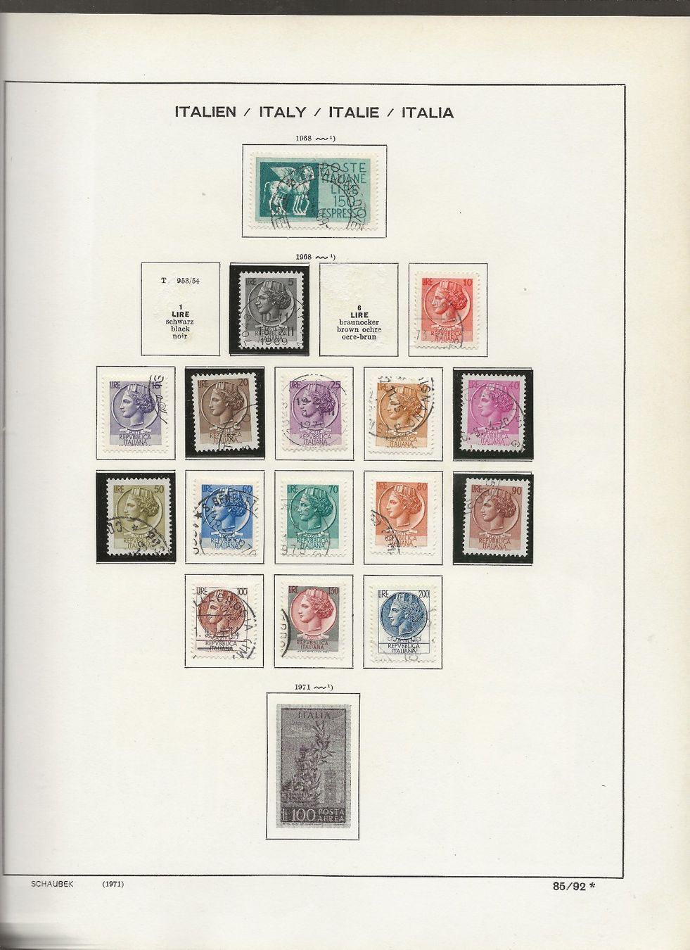 Alle Briefmarken: Marken Italien 1969 bis 1972 – Gebraucht aus Au ZH von xelagreb01 7