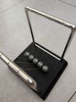 Newton's Cradle small black base metal frame 5 balls
