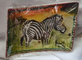 Porzellan Tablett künstler ist Jinoko Siggniert Motiv Zebra