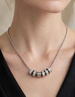 Collana stainless steel argento con elementi strass nuovo
