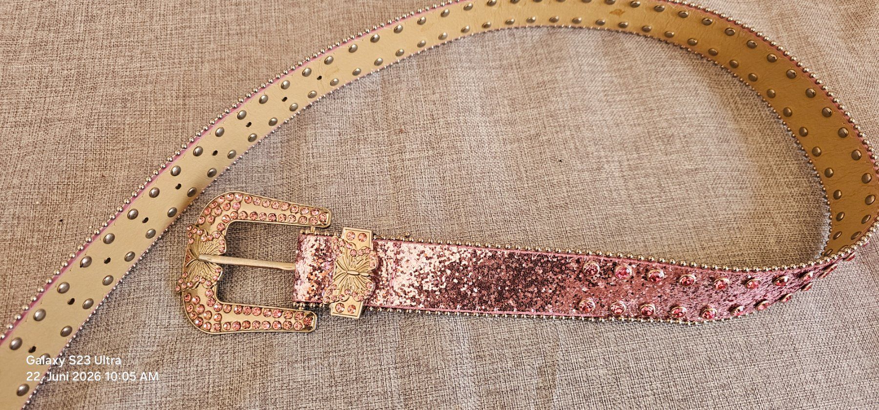 Gürtel: Damengurt mit Glitzer in Pink – Gebraucht aus Unterseen von Anna57