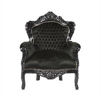 Barock Sessel Louis XV schwarz Samt - NEU