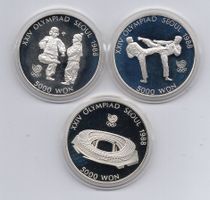 (2454) Seoul, 3 x ½ Unze 1988, 5000 Won, Silber