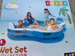 Piscine gonflable familiale, 4 sièges intégrés 2.29x2.29 m