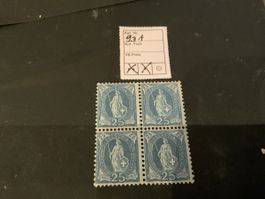 1906 STEHENDE HELVETIA 4ER BLOCK EINWANDFREI GEZÄHNT 