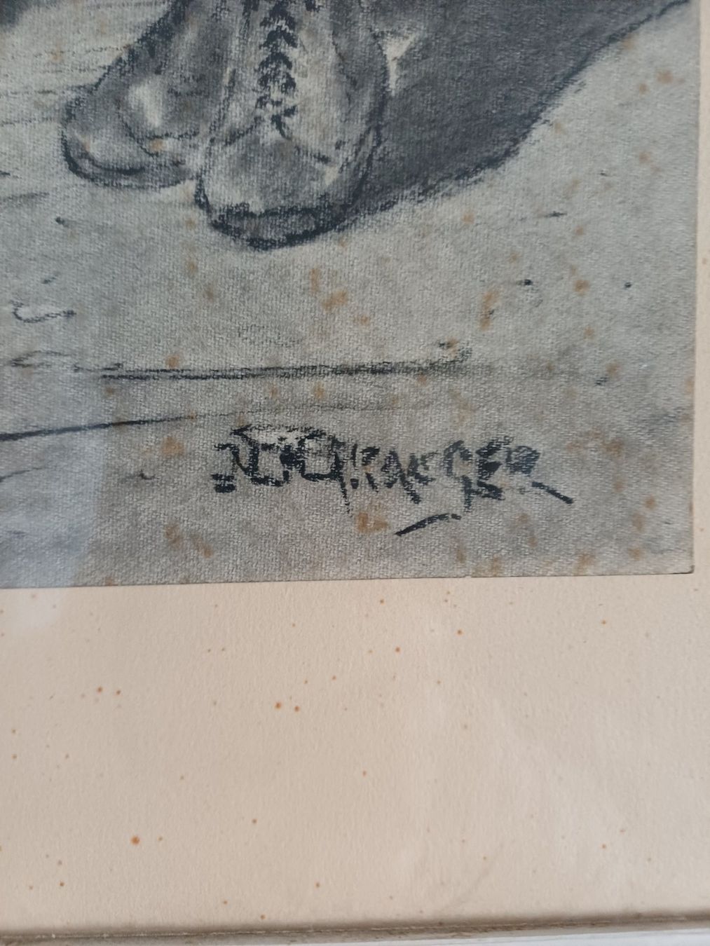 Tableaux: Gemälde Bernhardiner Hund mit kleinen Mädchen Technik mixte – D'occasion à Marly par Rolmax 2