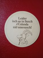 alter Bierdeckel Calanda Bräu Steinbock Spruch Susch