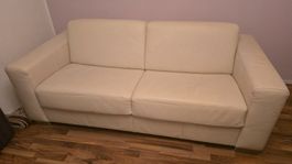 Schlafsofa Leder hellbeige