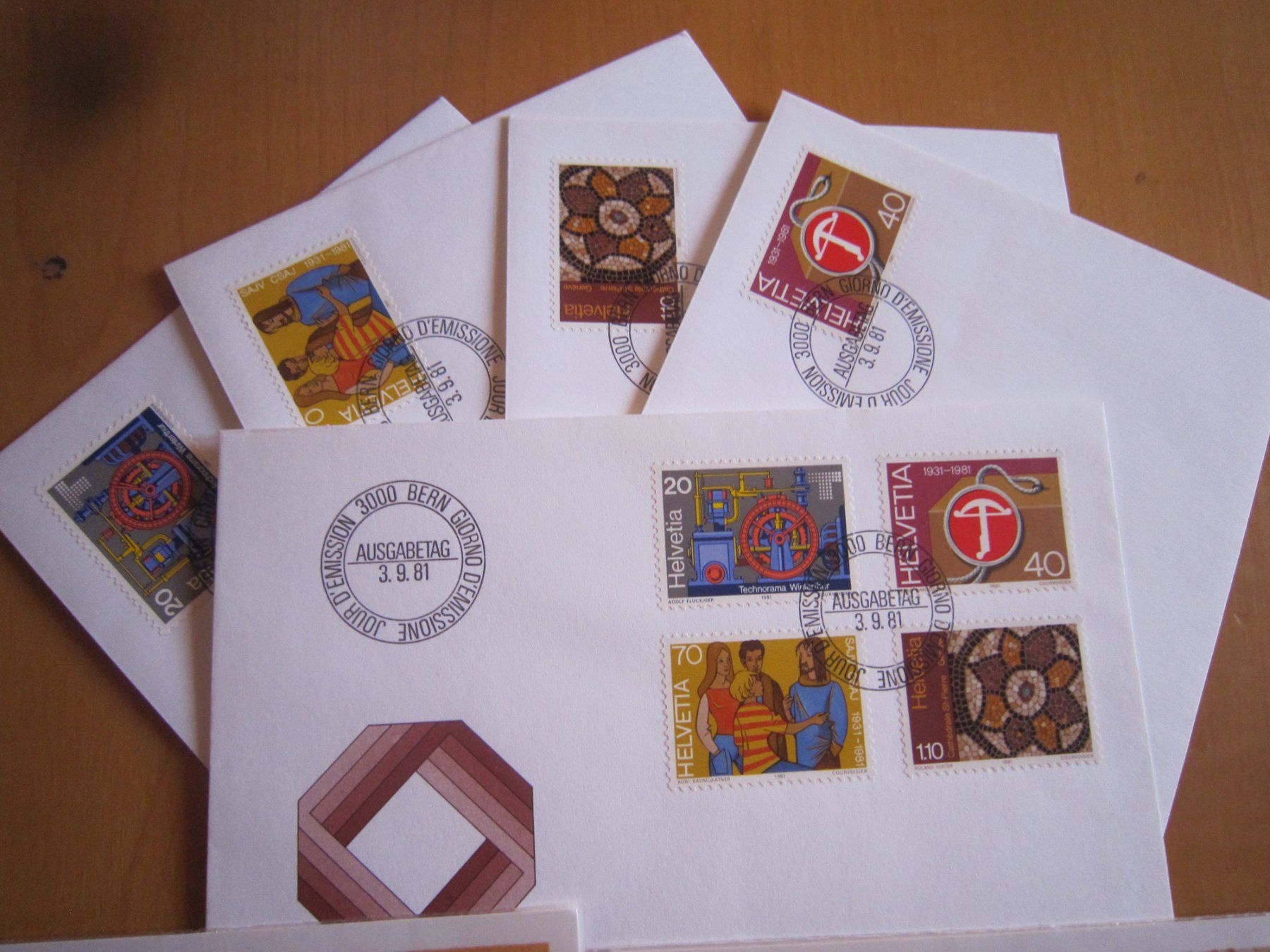 Tutti i francobolli: CH 1981 FDC Serie einzeln und Maximumkarten – Usato da Gordola venduto da Polentaefung 1