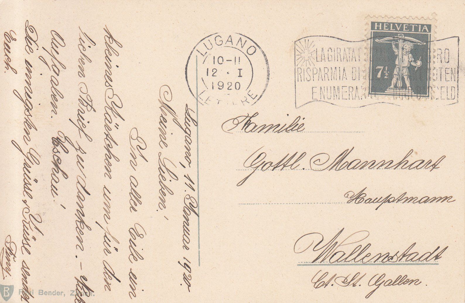 Cartoline postali: Lugano 1920 – Usato da Bürglen TG venduto da StampGraf 1
