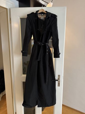 Burberry Maxi Nylon Rain Trench Coat Black
