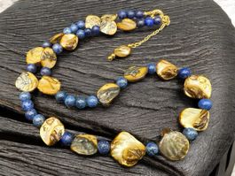Unikat 💎 Halskette mit Perlmutt und Lapislazuli