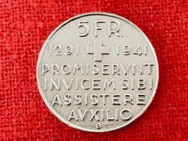 5 Franken Gedenkmünze 1941 Bundesfeier Silber TOP
