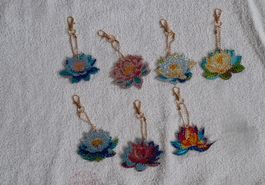 Porte-clés "Lotus" en diamond painting neufs/Schlüsselanhäng
