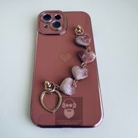 Hülle Cover Etui Case Rosa für iPhone 15 Plus Herzkette