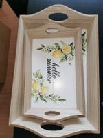 Tablett-Set Holz Hello Summer Zitronen neu