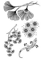 Silikonstempel Eidechse & Ginko