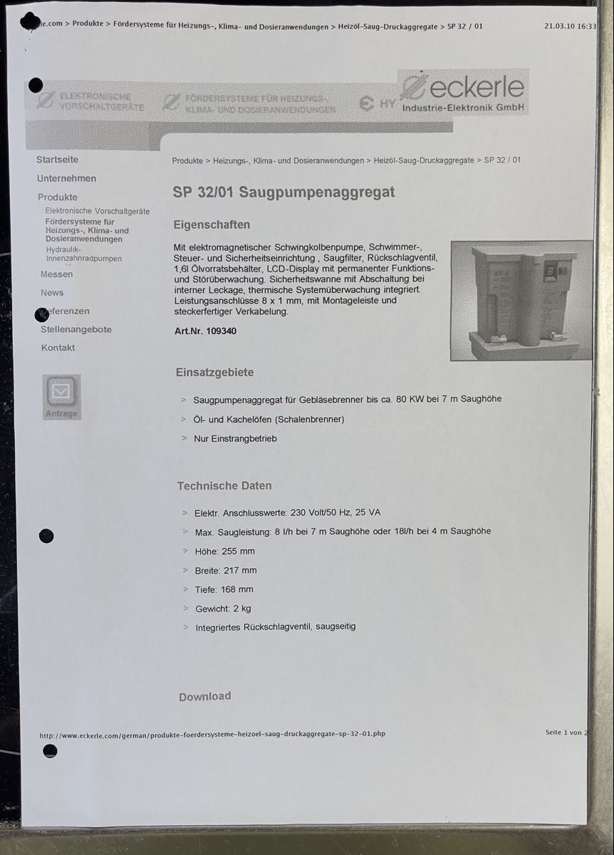 Pompe & Parti di ricambio: SP32 01 Heizöl-Saugpumpenaggregat – Usato da Wirzweli venduto da Condor27 2