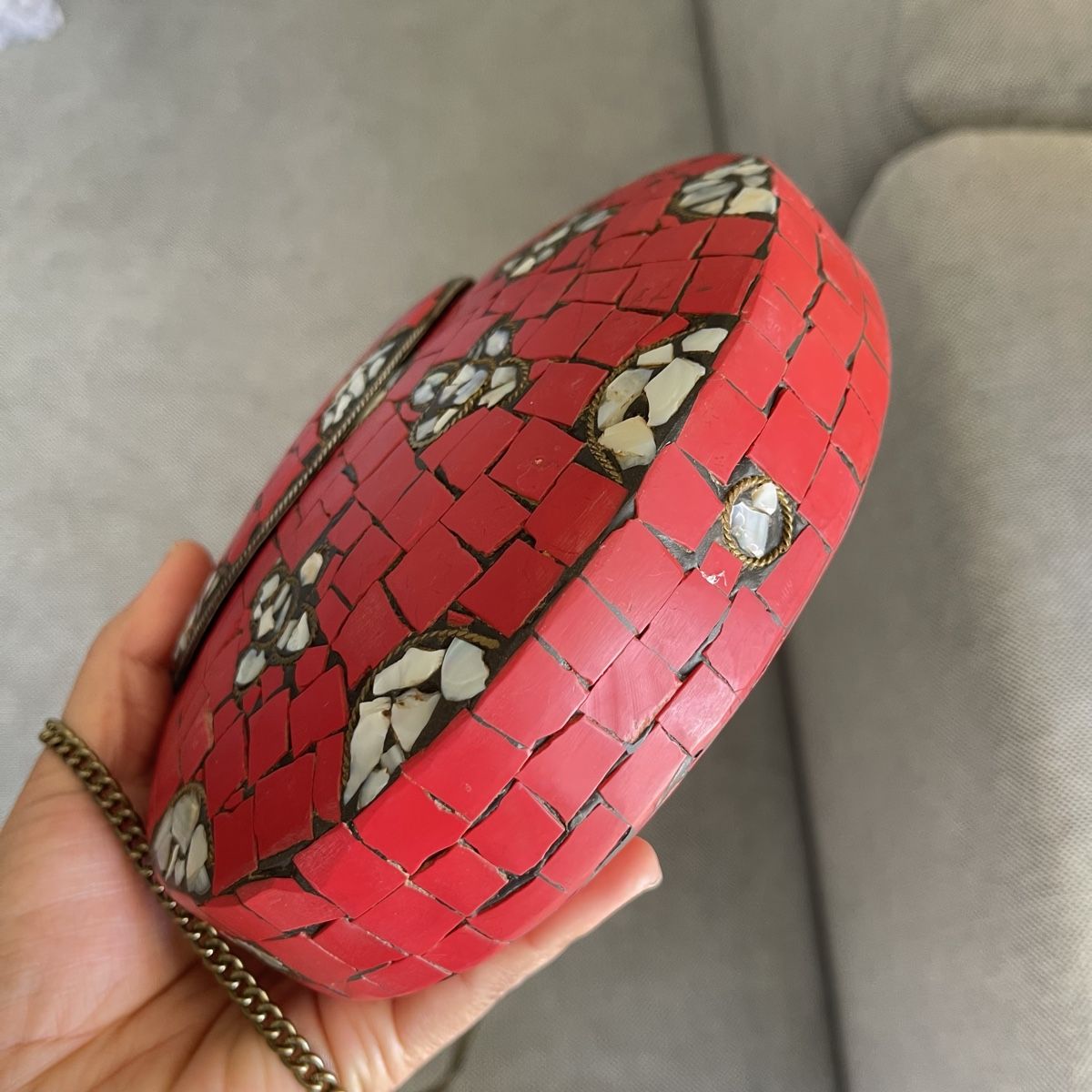 Borse: Rote Mosaik-Tasche mit Kette – Einzigartig – Nuovo (secondo la descrizione) da Bern venduto da dek_7bjd 6