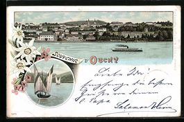 Litho Ouchy, Gesamtansicht, Segelboot au