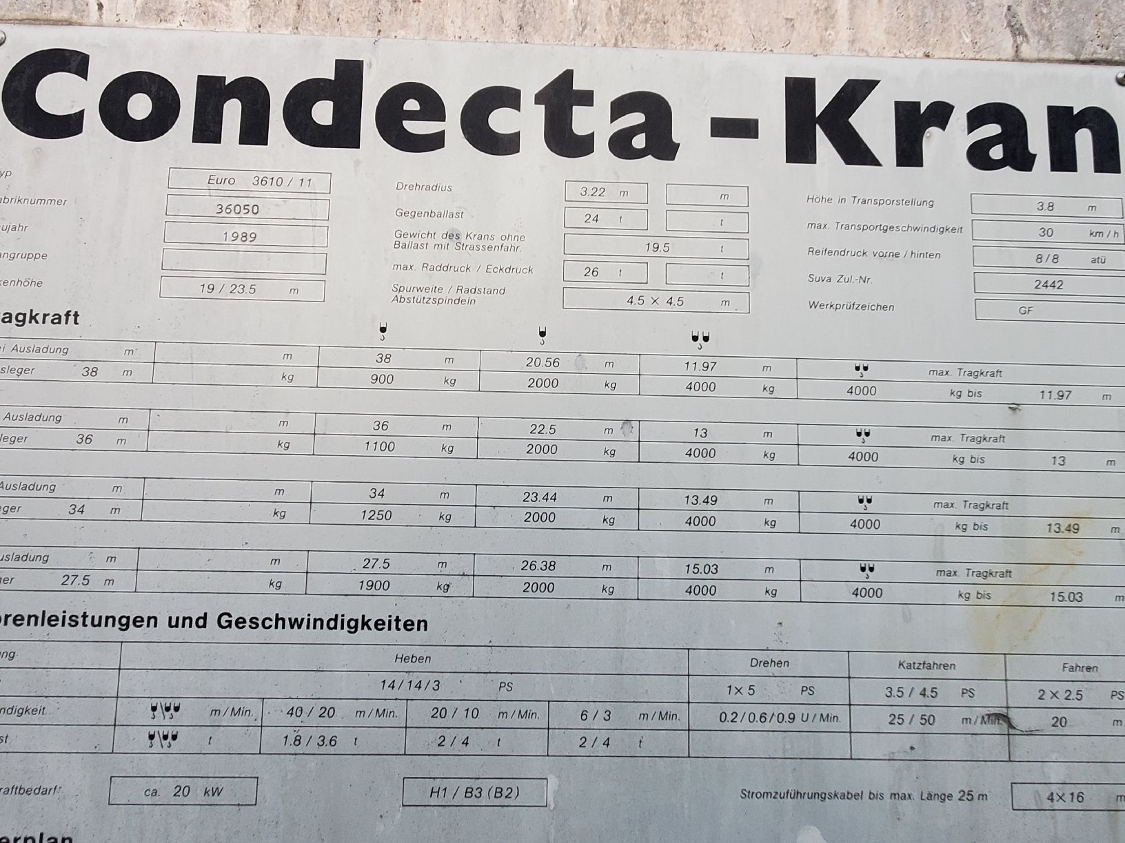 Kräne: Baukran Condecta 3610 – Gebraucht aus Rumlikon von ladaniva1.9 4