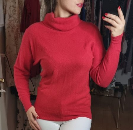 Kuscheliger Kaschmir Rollkragenpullover Rot Gr. 38/40 & 40