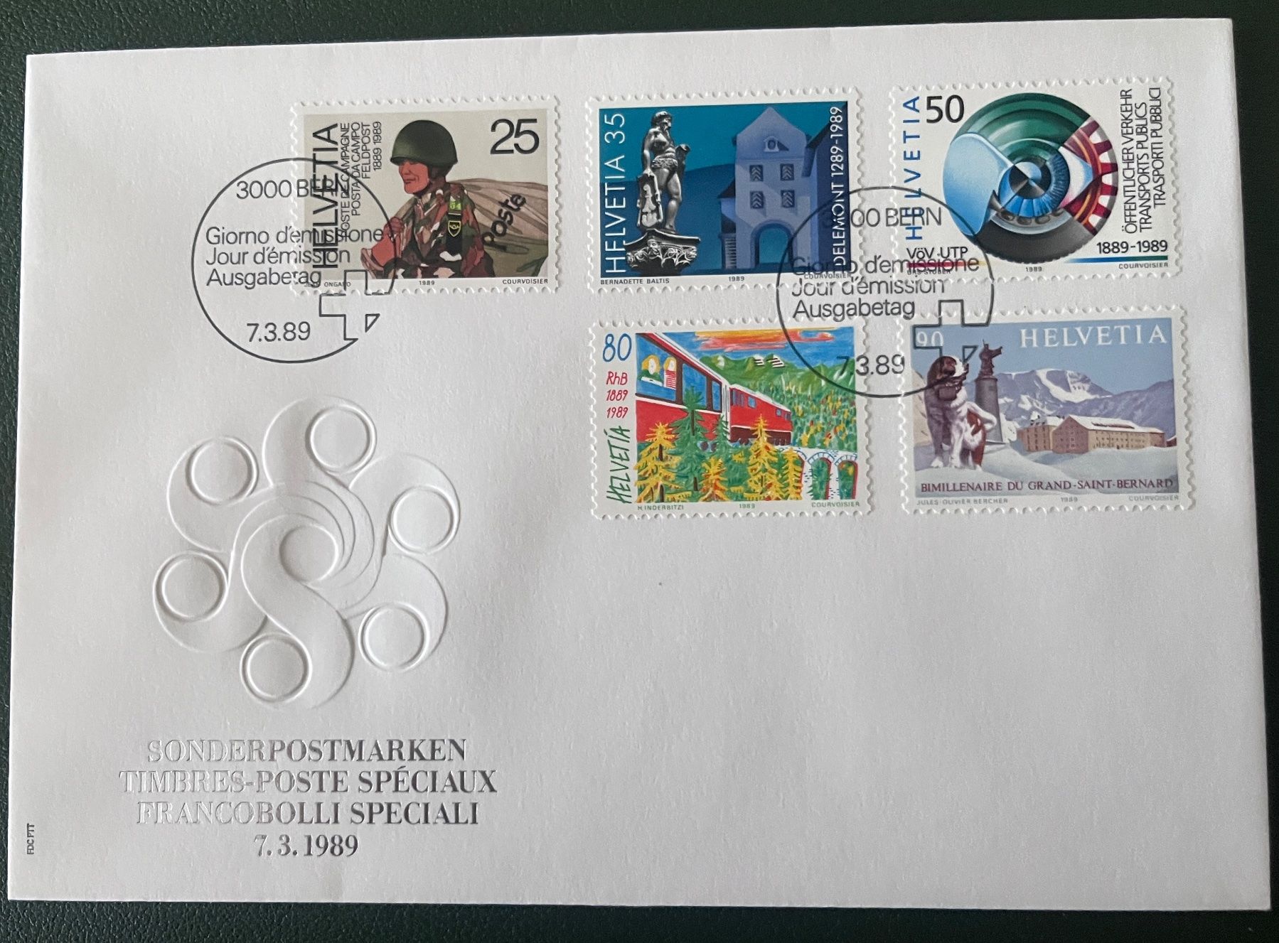 Tutti i francobolli: ET Sonderpostmarken 7.3.1989 – Usato da Biberist venduto da Edelfloh