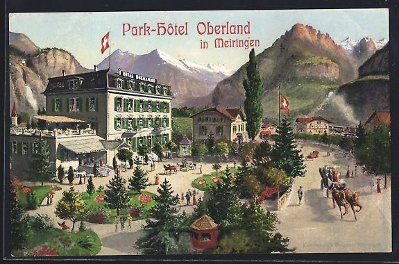 Cartoline postali: Meiringen, Parkhotel mit dahinterliegend – Usato da Berlin venduto da bartko-reher