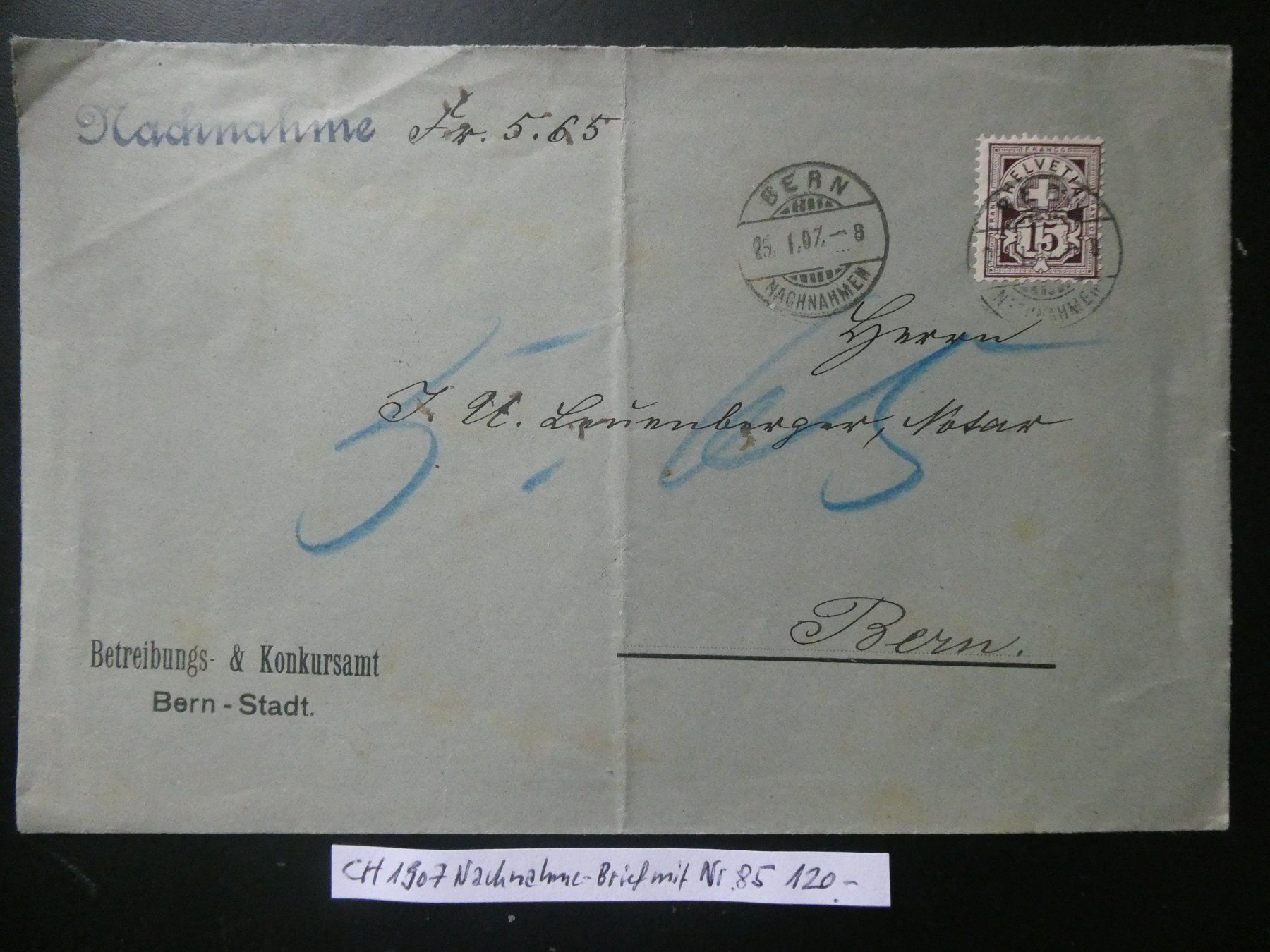 Tutti i francobolli: CH 1907 NN-Brief mit Nr. 85 – Usato da Lausen venduto da Herbamare01