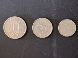 Griechenland 20, 10, 5 Drachmen - 1988, 1984, 1976