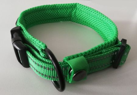 Weiches Hundehalsband grün reflektierend 30 - 35 cm XS