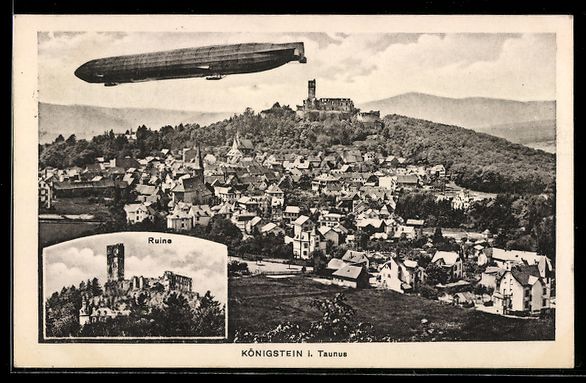 Foto & Poster: Königstein, Zeppelin über der Stadt, B – Usato da Berlin venduto da bartko-reher