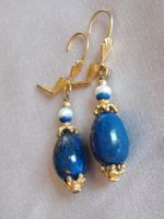 Vintage Lapislazuli Sterling Silber vergoldete Ohrenhänger