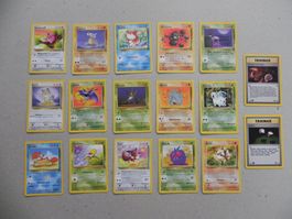 17 versch. Pokémon Sammelkarten Jg. 1999-00 Deutsche Text KP