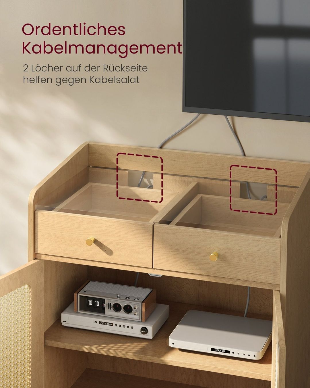 Cassettiere: Sideboard mit Türen in Rattan-Optik Boho-Stil eichenbeige – Nuovo e nell'imballaggio originale da Lachen SZ venduto da MAMORU-MOEBEL 4