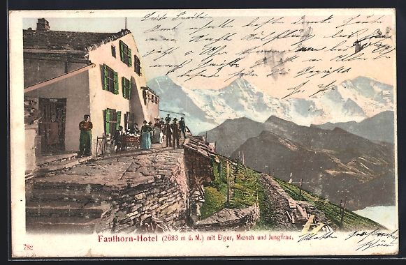 Cartoline postali: Faulhorn, Hotel mit Eiger, Mönch, Jungf – Usato da Berlin venduto da bartko-reher
