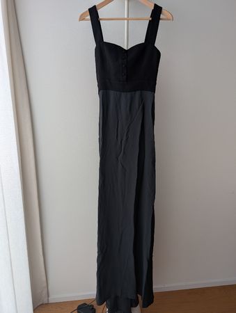 Uterqüe Maxi Kleid schwarz & dunkelgrün elegant S