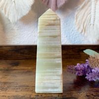 ✲ Afghanische Grüne Jade Turm ✲ 252g / 107mm Obelisk Spitze