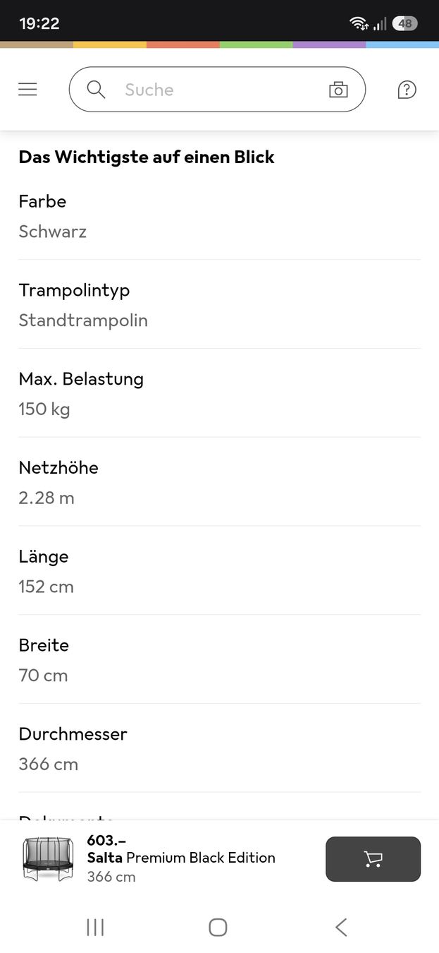 Salta Trampoline: Salta Trampolin Premium Black Edition 3.66m – Defekt aus Plasselb von PG14 8