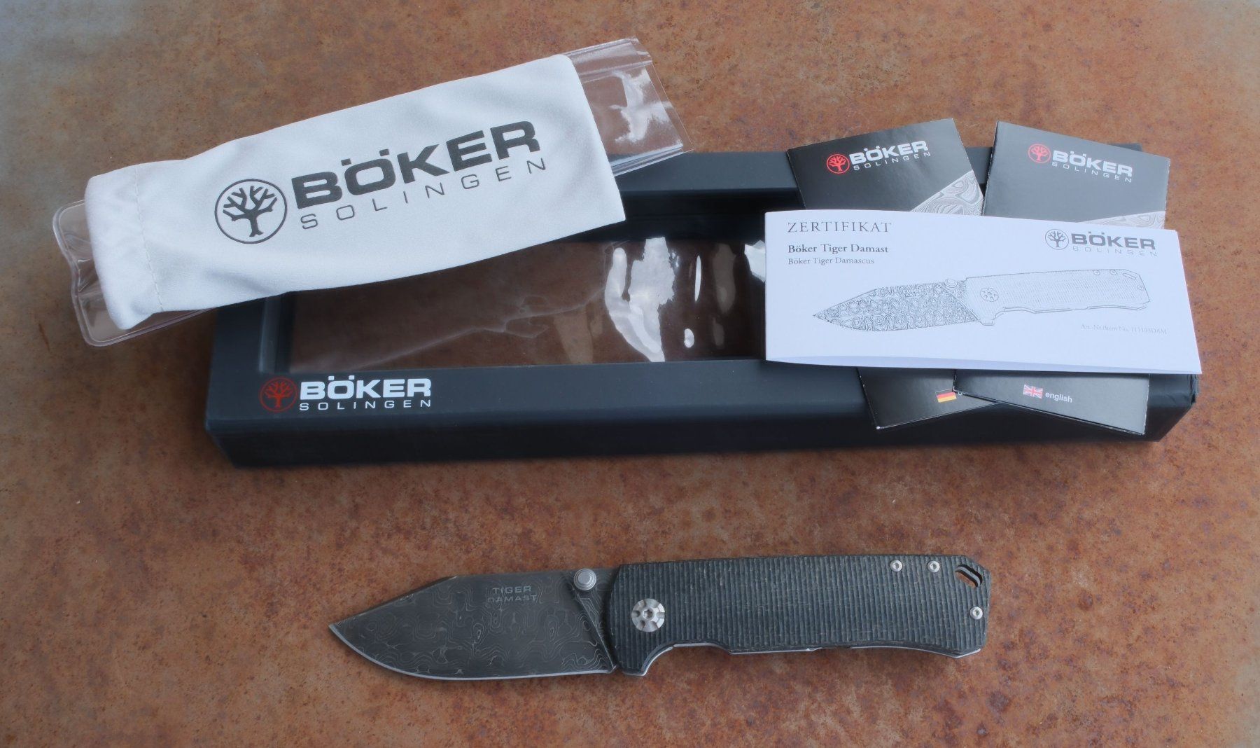 Accessori: Böker Tiger Damast – Nuovo e nell'imballaggio originale da Brütten venduto da Ballard