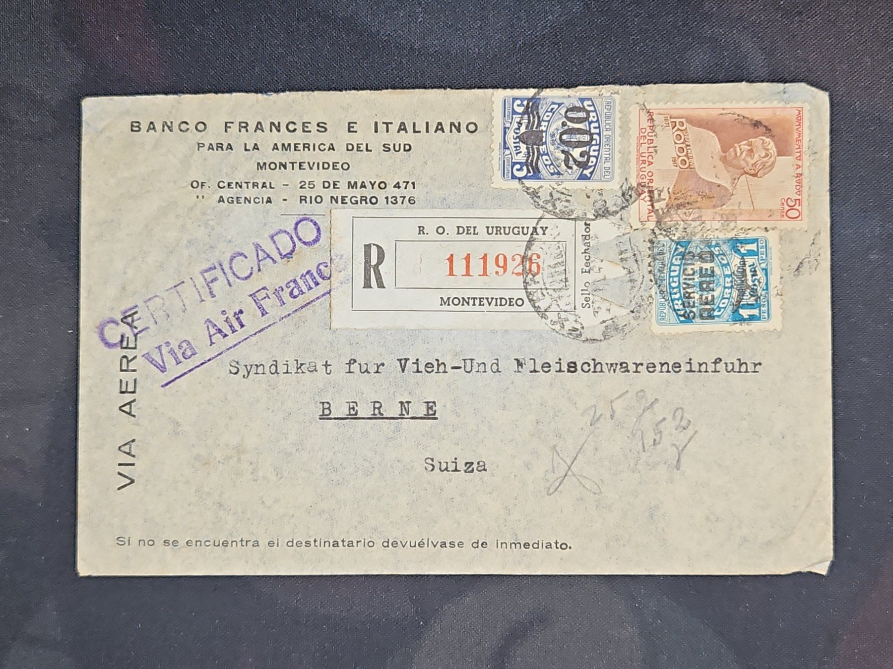 Tutti i francobolli: CL25 Enveloppe + Timbre Uruguay 1948 – Usato da Cousset venduto da Patrick_Collections