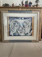 Knie Three White Tigers Vergoldeter Bilderrahmen