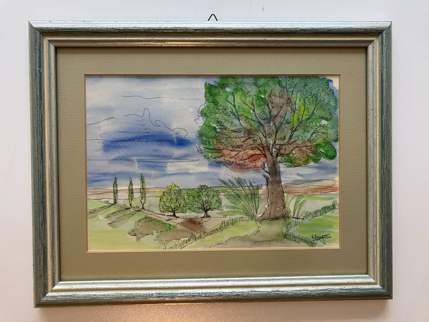 Poster & Bilder: Aquarell Landschaft Frühling Baum Bild Gemälde – Gebraucht aus Basel von djwwpp