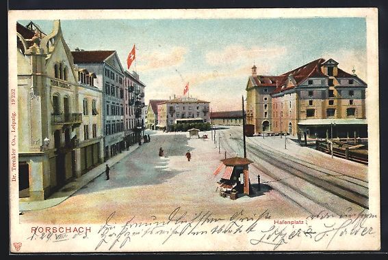 Cartoline postali: Rorschach, Hotel Hirschen am Hafenplatz – Usato da Berlin venduto da bartko-reher
