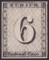 Nr.2ND, ZÜRICH 6, Type IV, AMTLICHER NEUDRUCK, Kat: 3000.-