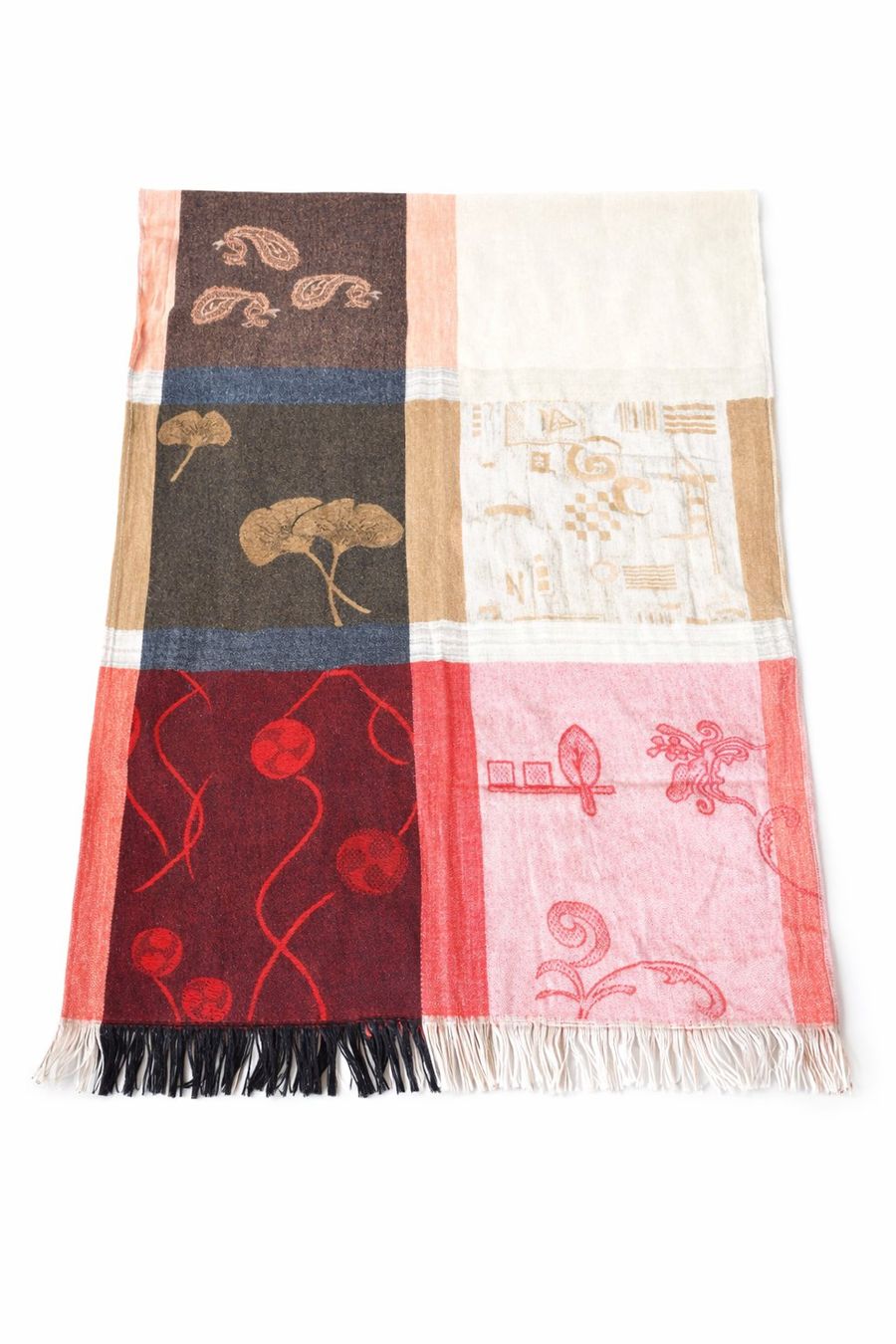 Foulard & Sciarpe: Damen Schal Rot Beige Fransen – Nuovo (secondo la descrizione) da Fully venduto da VaneaSelection 3